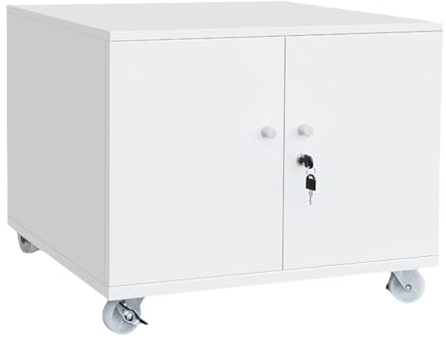 Druckerständer mit Arretierbaren Rädern Druckertisch mit Herausnehmbaren Einlegeböden Rollwagen für Büro Zuhause Schule Fax Kopierer Scanner(60 * 60 * 60cm)