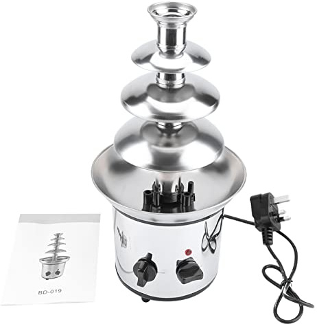 Cocoarm Electric Chocolate Fondue Fountain, Fast Melting 4 Tiers Maker for Wedding Hotel Party Stainless Steel