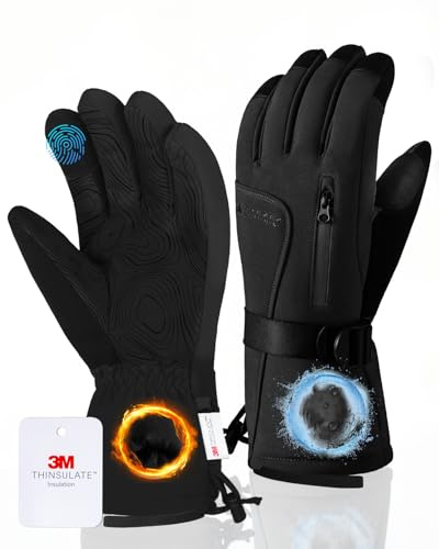 GXCROR - Gants d'hiver pour homme et femme, gants de ski étanches avec technologie 3M Thinsulate -10 °C de chaleur, gants coupe-vent pour temps froid pour le ski, la planche à neige, la motoneige