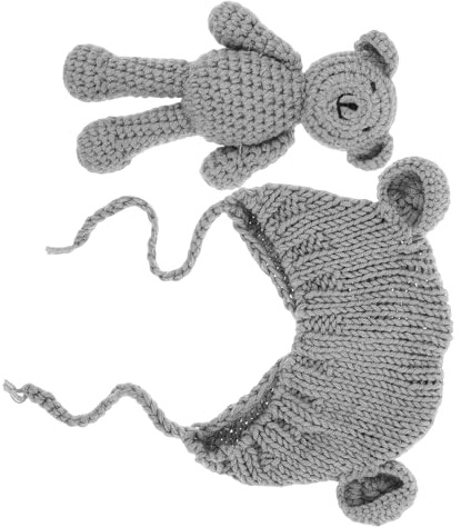 WRITWAA Babymütze mit Bärenmotiv Kuschelige Wintermütze für Neugeborene und Kleinkinder Warme Strickmütze mit Bären-Design für Junge Mädchen und Junge Mädchen