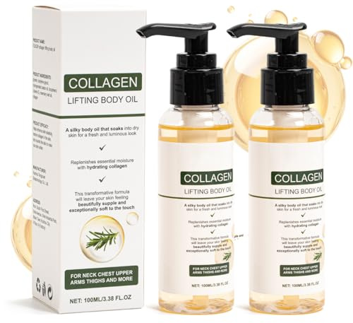 Collagene Lifting Body Oil, 2 pezzi Glow Remedy Oil, olio per il corpo rassodante idratante per migliorare l'elasticità della pelle, riduce le linee sottili per braccio, cosce, collo tutti i tipi di