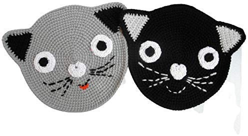 Zwei liebenswerte Topflappen gehäkelt (Katzen Black and Gray)