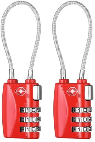 ZHEGE TSA Koffer Schloss Zahlenschloss 3 Stellig, Kofferschloss TSA für Gepäck, Rucksack, Kleines Zahlenschloss Spind (Rot, 2 Stücke)