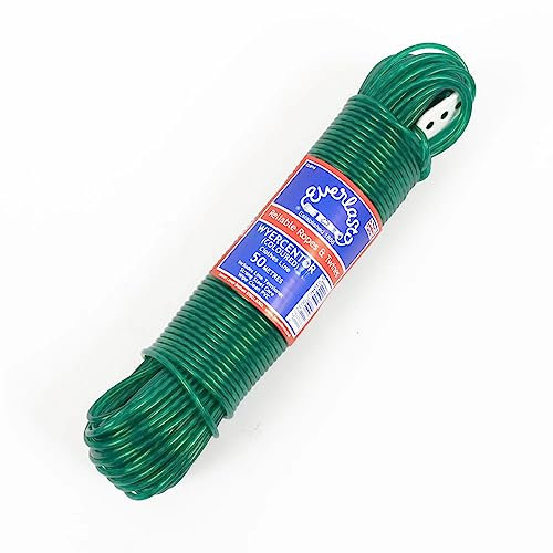 20M - Quality Everlasto 'Wyercentor' Steel Core Coloured Clothes/Washing Line 3.5mm Thick (GREEN)