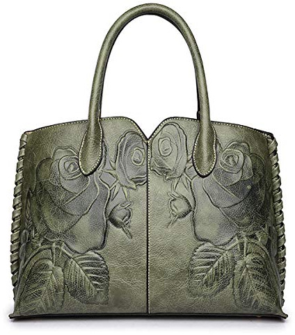 Coolives Damen Henkeltasche Klassische Blume Geprägt Handtasche mit Schulterriemen Schultertasche Umhängetasche Tasche EINWEG