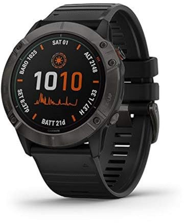 Garmin Fenix 6S Pro, Premium Multisport GPS Watch, Smaller-Sized, features Mapping, Music, Grade-Adjusted Pace Guidance and Pulse Ox Sensors, Black (Renewed)