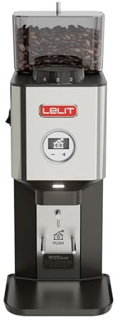 LELIT William PL72-P Moulin à Café avec Meules Plates - Avec LCC pour Réguler le Temps de Mouture - Acier Inoxydable Poli