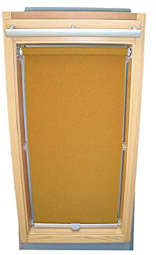 Rollo für VELUX Dachfenster Abdunkelungsrollo für TYP GGL/GPL/GGU/GPU - PK06 - Farbe ocker - mit Haltekrallen
