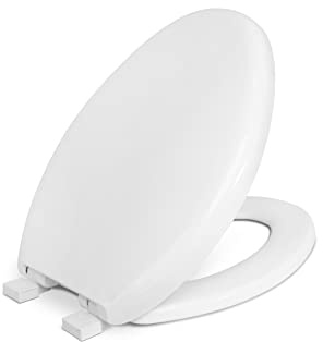Centoco Elongated Toilet Seat Soft Close, Closed Front with Telescoping Cover, Plastic, Made in the USA, 3850SC-001, White