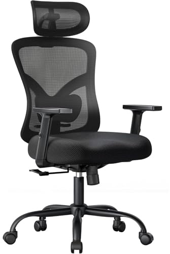 NOBLEWELL Ergonomic Office Chair with Padded Lumbar Support, 2D Headrest, Adjustable Armrests, Upgraded Contoured Seat Cushion, 130° Rocking Tilt, Computer Gaming Chair for Home Office