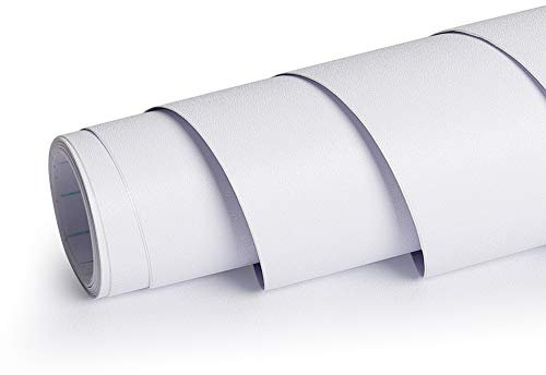 Livelynine 40CMX5M Vinilo Blanco Para Muebles Mate Vinilos Decorativos Vinilo Pared Papel Pintado Autoadhesivo Pared Dormitorio Papel Pared Cocina Infantil Revestimiento de Papel Tapiz Paredes