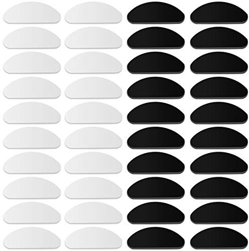 20 Paare Nasenpads für Brillen Selbstklebend Rutschfeste Brille Nasenpads, Nasenpads Brille Silikon Nasenpads Brille Klein Brillen-Zubehör für Brillen Sonnenbrillen, D Form(Transparent+Schwarz)