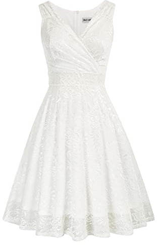 GRACE KARIN, Dam rockabillyklänning med spets, knälång retro vintageklänning CL645, Cl645-2, M