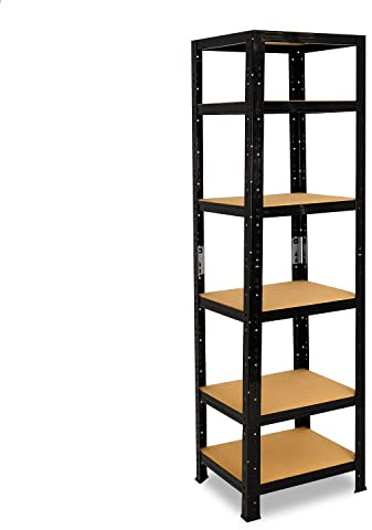 shelfplaza Black 180x40x40cm Schwerlastregal schwarz mit 6 Böden x 145kg | Kellerregal · Lagerregal · Metallregal · Regale für Kellerraum · Steckregal · Abstellraum Regal
