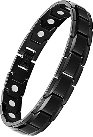 Jecanori Magnetiskt armband av titan stål för män kvinnor, unisex stil ultrastark magneter brasaletes (3 500 guass), justerbar storlek band med justeringsverktyg och smyckespresentförpackning (svart)