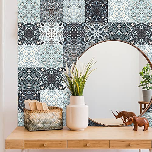 Kitchen Tile Stickers 20x20cm Duck Egg Blue Stick on Tiles Tile Stickers for Bathroom Stick on Wall Tiles Backsplash for Kitchen Stick on Tiles Self-Adhesive Vinyl Home Decoration （10 Pieces）