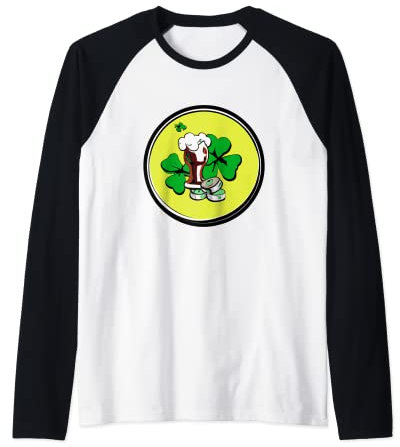 Chope irlandaise trèfle avec bière | Saint Patrick Manche Raglan