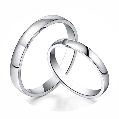 AMDXD Echter Schmuck Ringe, 2 Stücke Bandringe 950 Platinum Klassiker Design Pärchen Ringe Trauringe Eheringe, Damen 51 & Herren 56