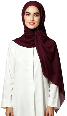 Lina & Lily Bubble Crepe Chiffon Damen Muslim Hijab Kopftuch Schal Turban, Stoff Leicht Undurchsichtig