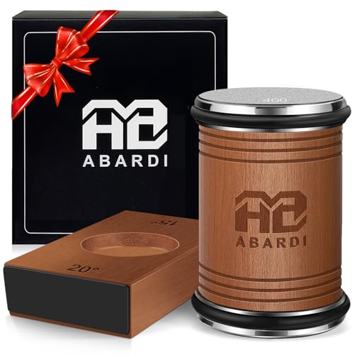 Abardi Rolling Knife Sharpener Kit for Straight Edge, Roller Knife Sharpening with Industry Diamonds, Rolling Knife Sharpener Set with 15 & 20 Degree Magnetic Angle for Kitchen Knives, Chef Knife Set