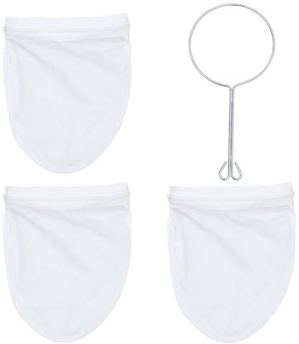 hobbyme Filtro de café/té reutilizable grande de 5.3 pulgadas, estilo tradicional tailandés, colador de café, calcetín de filtro de té de tela, filtro de goteo de café, 1 anillo de acero y 3 pantallas