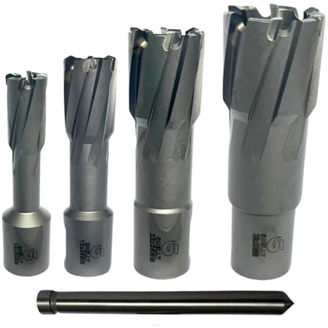 Shelthorpe Steel TCT Annular Cutter with Pilot Pin - Mag Drill Bit, Tungsten Carbide Tipped for Hard Steel (up to 1400N/mm²) Weldon Shank Magnetic Drilling Bits 14mm Diameter, 50mm Cutting Depth