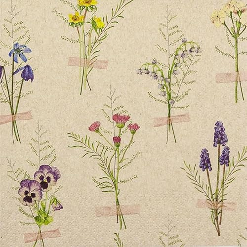 20 nachhaltige Servietten aus Recycling-Papier Blumen Gebundene Frühlingsblumen als Tischdeko. Papierservietten mit Motiv. Ökologische Variante zu herkömmlichen Servietten 33x33cm