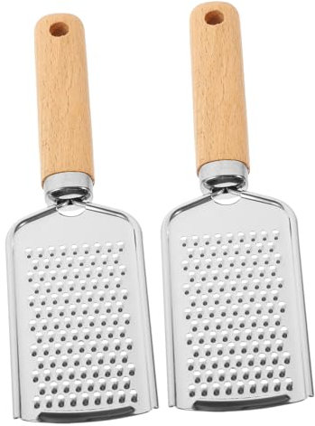 PRETYZOOM Râpes à Fromage Multifonctionnelles Lot de 2 Couleur Aléatoire en Acier Inoxydable Manche en Bois, Faciles à Nettoyer, Cuisine et Fromage