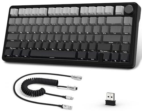 AJAZZ x ATTACK SHARK X85 Gasket Mechanical Keyboard,75% Wireless Gaming Keyboard with Knob,5-Layer Padding,PBT Side-Printed Keycap,BT5.1/2.4Ghz/USB-C Wired,Hot-Swap Linear Switch,RGB,NKRO,for PC,MAC