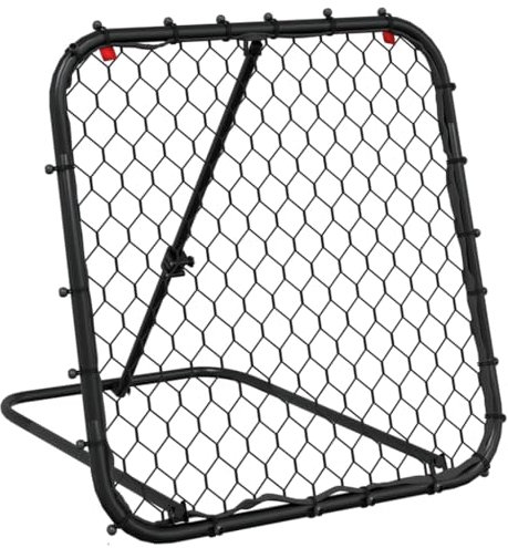 vidaXL Fotbollsnät med rebounder justerbart svart 84x73x60-80 cm stål, kickback rebounder, träningsmål, studsnät, rebounder, fotbollsmål, bollmål