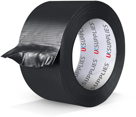 UK SUPPLIES LIMITED Black Duct Tape 45mm x 50m Super Sticky & Waterproof Gaffa Tape Adhesive Cloth Repair Multi-Use for Indoor/Outdoor Strong Adhesive Gaffer Tape (Pack of 1)