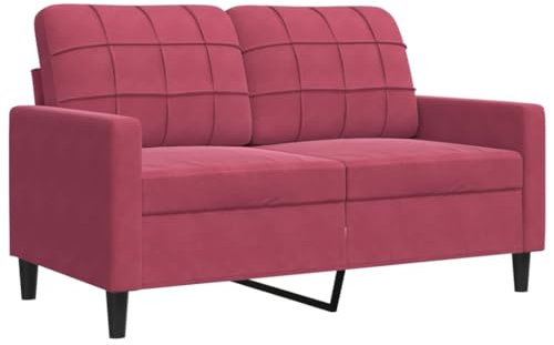 vidaXL Sofa 2-Sitzer, Polstersofa Doppelsofa für Wohnzimmer, Couch Loungesofa Metallgestell, Zweisitzer Samtsofa Sitzmöbel, Modern, Weinrot 120cm Samt