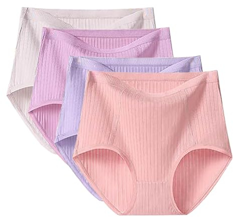 Underkläder damtrosor bomull 4-pack – trosor stora storlekar trosa stretch trosor medium midja underbyxor mjuka bekväma kroppsbyxor andas underkläder bomull byxset, lila, XXL