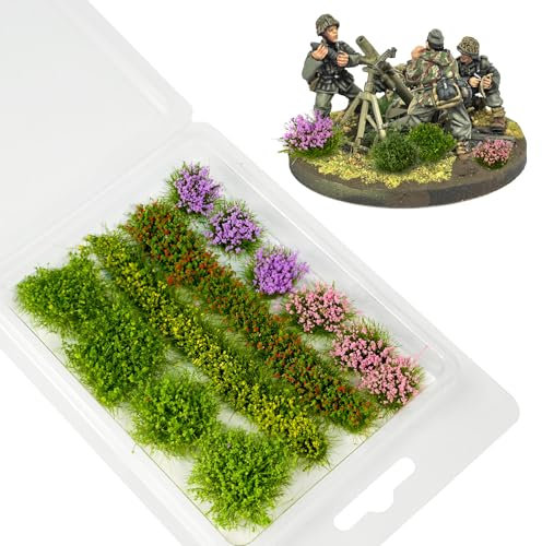 Warmtree Bunte Miniatur-Blumen, statische Grasbüschel für Diorama-Zubehör, Waldlandschaften, Gelände, Eisenbahn, Landschaft, Tischlandschaft, 12 Stück (lila-rosa)