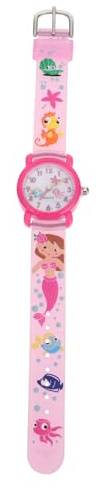 LIFKOME Niedliche Kinder Armbanduhr aus 3D-silikon Cartoon Quarzuhr mit Verstellbarem Band Mädchen Lernuhr für Schule und Alltag Meerjungfrauen Motiv