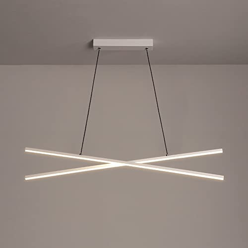 ZGSMYJ Lampara Techo, Comedor Tira Colgante Luz LED Tricolor Regulable Araña Hogar Moderno Ajustable Suspendido Luminaria Minimalista Isla de Cocina Lámpara Colgante de Techo(White,A)