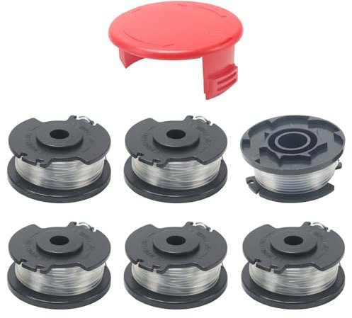 COEWUR 6 Pezzi Bobina a Filo per Tagliabordi Rocchetto Filo Tagliabordi Ø1,6mm Bobina Ricambio Decespugliatore per Einhell Lawn Trimmer GE-CT 18/28 Li, GE-CT 18/28 Li TC (con 1 Tappi)