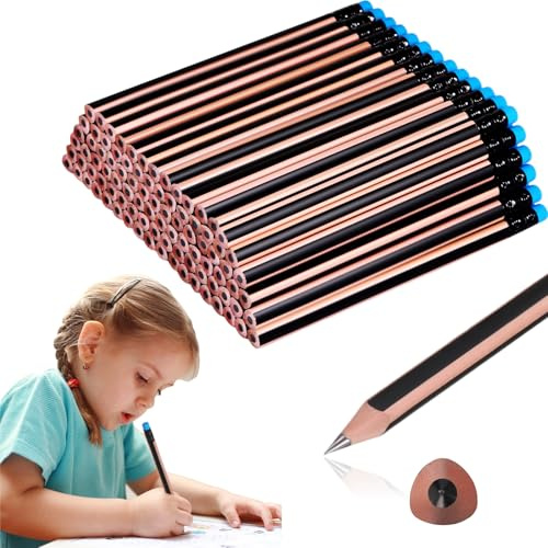 Seajan 96 Pcs 6b Jumbo Pencils, Big, Fat, Thick, Triangular Grip 7 Inch Large Pencils Refill with Eraser for Beginners Office Christmas Gifts(Black)