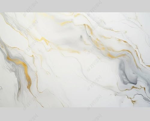 MZOwallpaper Papier Peint Intissé Marbrage Blanc Poster Tableaux Muraux Tapisserie Photo Trompe L'Oeil Salon Chambre Art Mural 400Cm(L) X280Cm(H)
