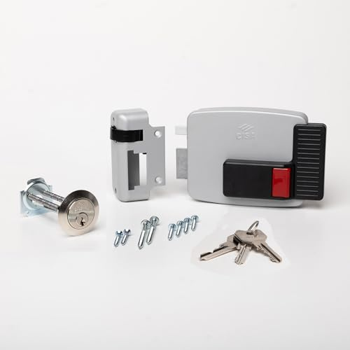 CISA - Serrure électrique à appliquer 111610802N7 - Électroserrature CISA en acier peint avec bouton intérieur - Serrure de portail extérieure électrique entrée 80 réglable - Main gauche