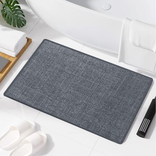 LeKuni Tappeto Bagno e Cucina - Super Assorbente Tappetino Bagno, Antiscivolo Tappeto, Lavabile, Microfibra (Grigio Scuro, 40_x_60_cm)