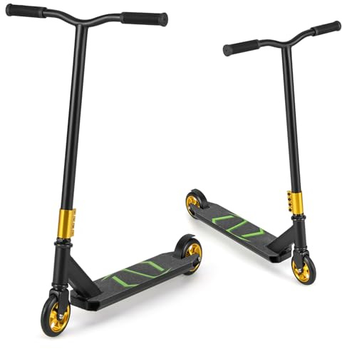 GOPLUS Stunt Scooter ab 10 Jahre, Kickscooter mit 360° Lenkung, 110mm PU Rädern, Aluminium Deck & ABEC 7 Kugellager, Tretroller Stuntroller Cityroller bis 100kg, Funscooter Kinder Erwachsene