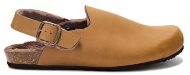Scholl Didier Clog, Sabot mocka med syntetisk lugg och ryggrem, herr, taupe, 48 EU, Grå, 48 EU