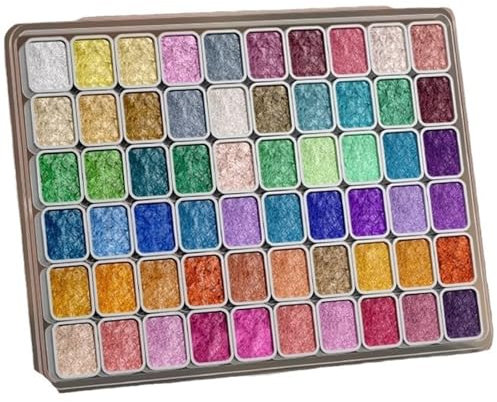 FROMCEO Aquarellfarben-Set, 60 Farben, einfarbig, Perlglanz-Pigmente, Zeichenzubehör für Künstler und Studenten