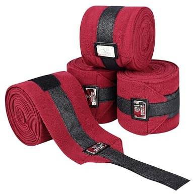 Harrison Howard Horse Polo Wraps Upgrade with Bling Leg Wraps for Horses 4-Pack Fleece Leg Wraps Stable Supplies Burgundy M