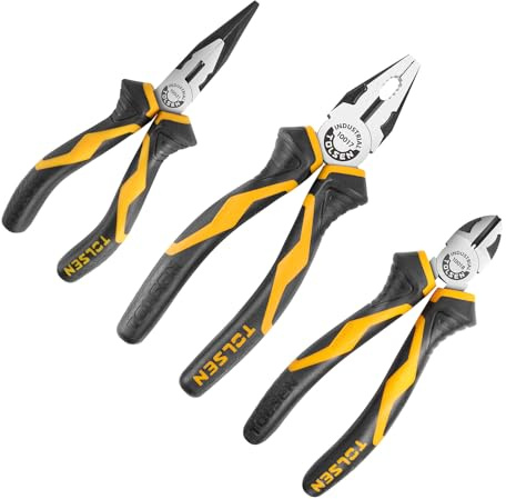 Tolsen 3Pcs Plier Set - 8 Combination, 6 Diagonal Cutting and 6 Long Nose Pliers for Professional Use or DIY Household Repair