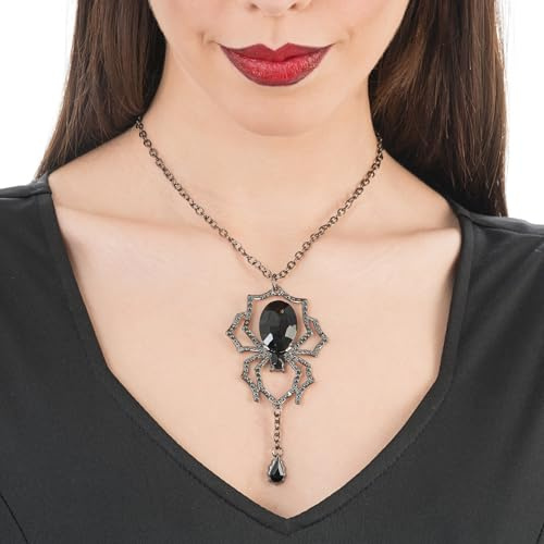 Chaks - Collier avec pendentif araignée, accessoire gothique