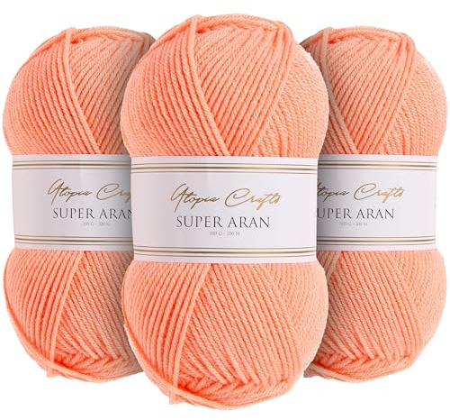 Utopia Crafts Super Aran Lot de 3 pelotes de fil à tricoter et crochet 100 g (Sunset Glow)