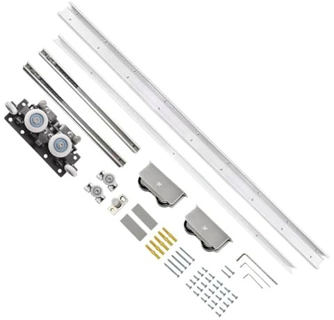 Pocket Door Hanging Rail Hidden Wooden Door Track Hardware Sliding Door Slide Rail Kit 80kg Load Bearing for Door Widths 700mm-1500mm(1.5m Track Set)