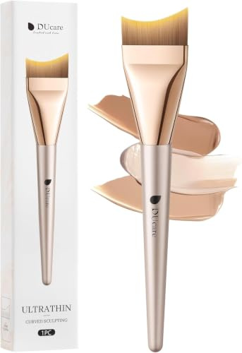 DUcare Flat Foundation Brush,Korean Makeup Brush Liquid Fish Tail Thin Makeup Face Brush for Blending, Cream,Foundation Brushes Makeup Tool for Seamless Application